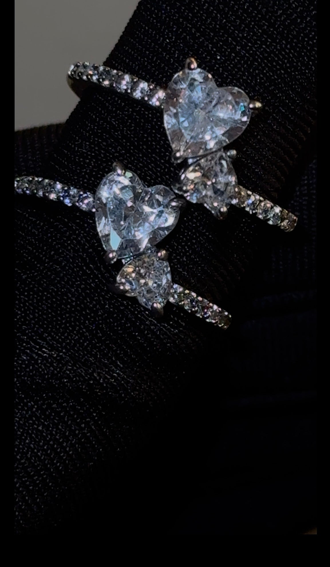 Silver double heart ring