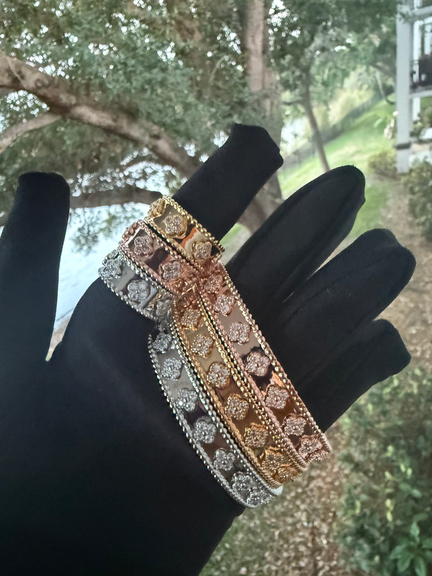 Diamond clover leaf rings & bangles