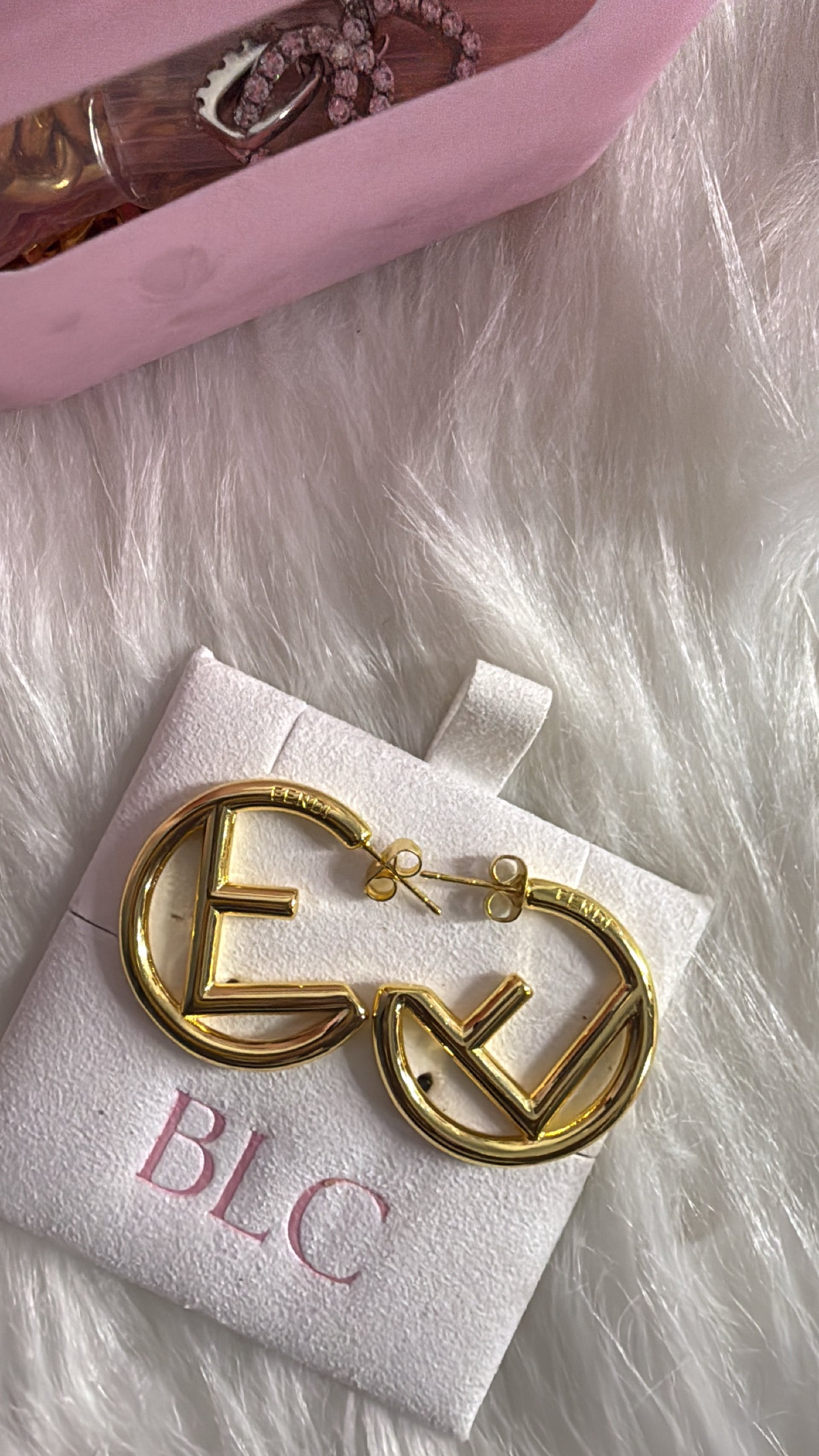 Gold Fendi hoops