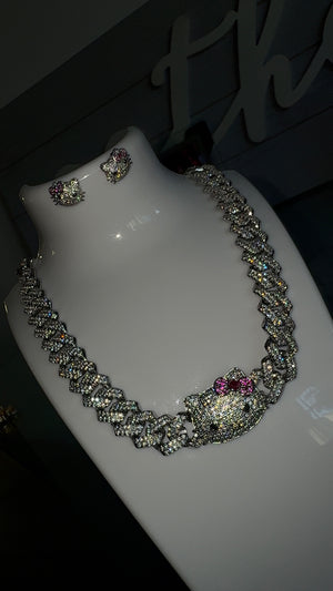 Silver Cuban hello kitty set